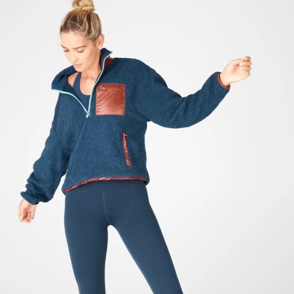 Fabletics Larisa Fleece Pullover - Blue Nova/Multi/Java/Blue Bell/Tapioca - M - Picture 6 of 16